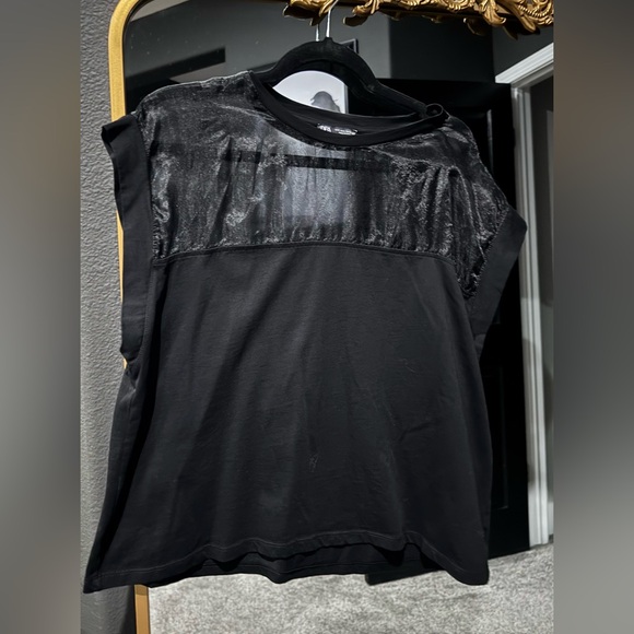 Zara Black Mesh Blouse - Picture 1 of 1